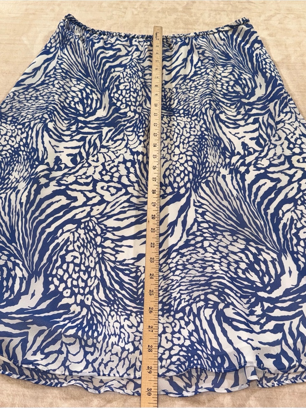Blue & White Printed Midi Skirt — Flowy A-Line - Picture 7 of 11